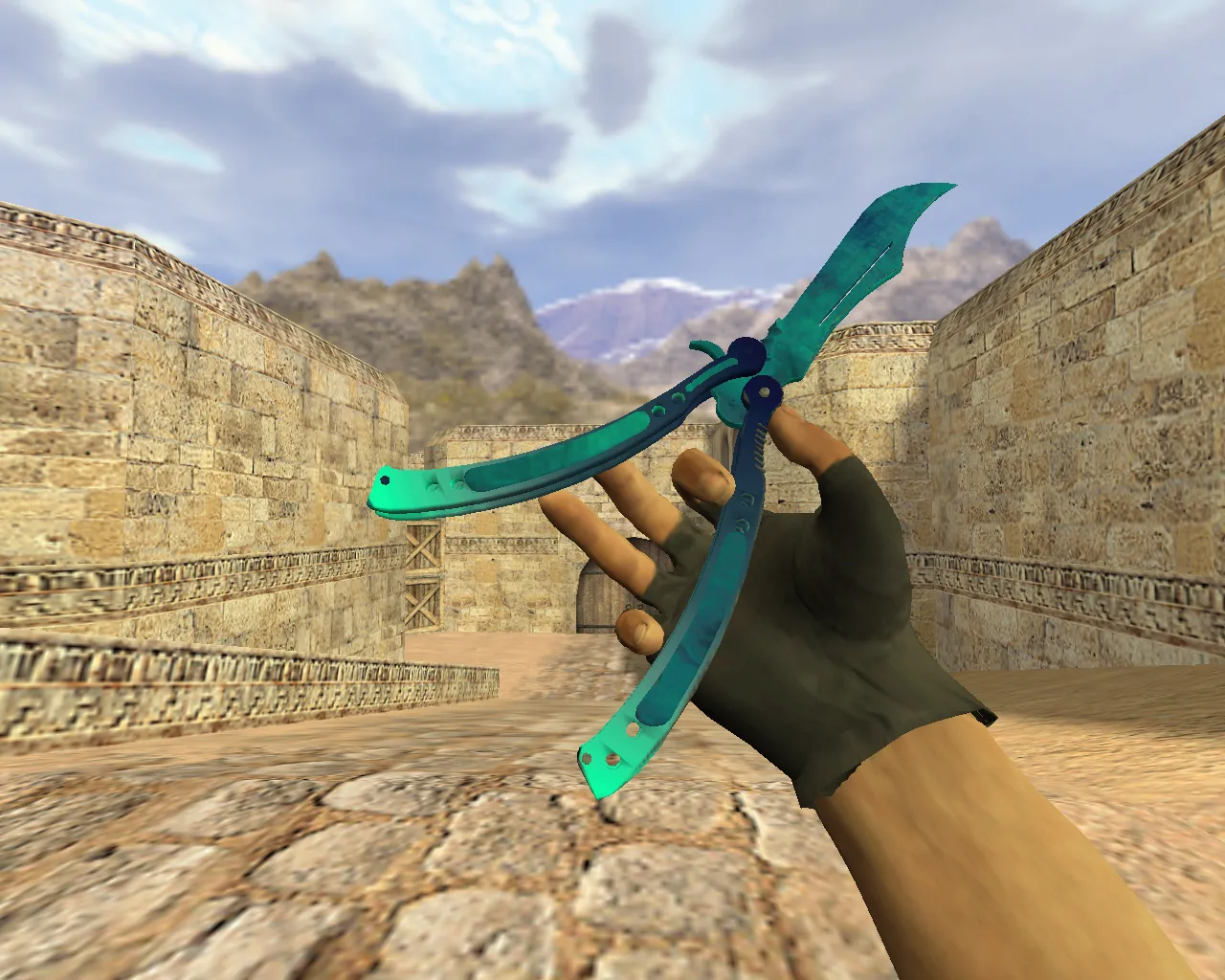 Скачать Нож-бабочка «Синее море» v_knife p_knife w_knife для CS 1.6: звук, анимация осмотра, качество текстур - Скриншот