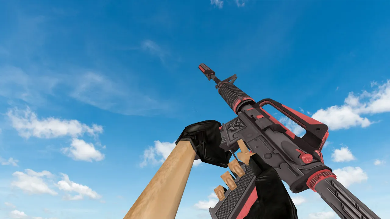 Модель M4A1 «Thundering Red» v_model для CS 1.6: звуки, анимация осмотра, качество текстур — скриншот 2
