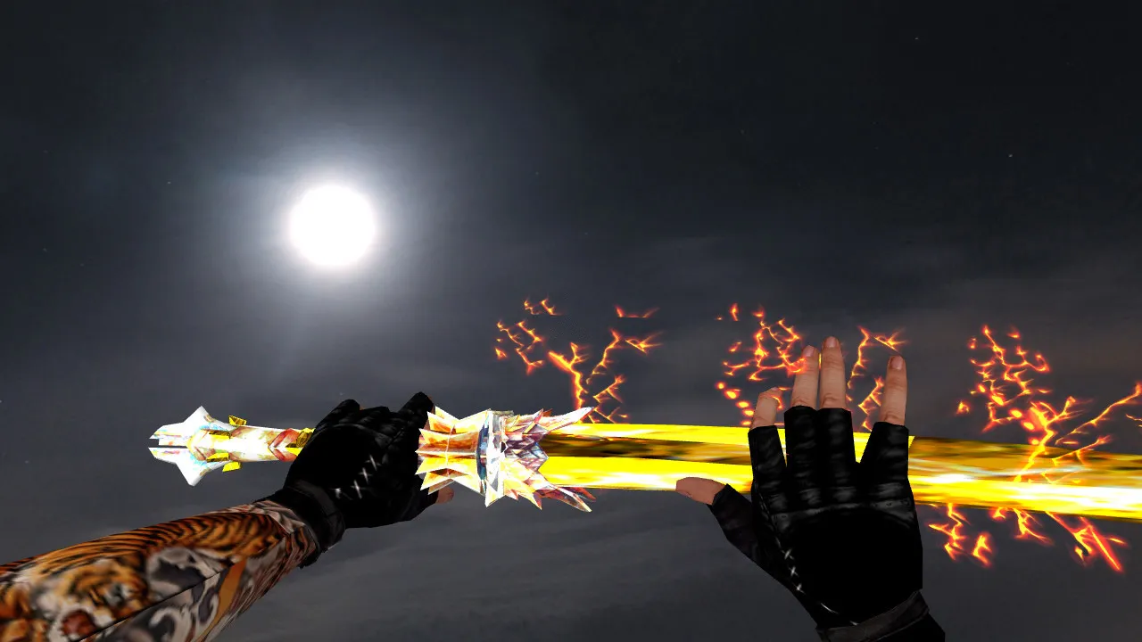 Скачать Модель «Golden Katana» ножа для CS 1.6: v_ и p_ модели, звуки, анимация осмотра и текстуры - Скриншот