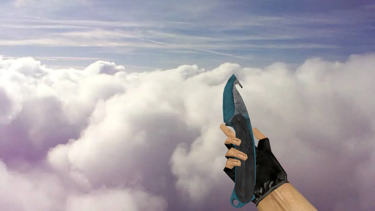Скачать Модель ножа Gut Knife Bark Beetle Blue для CS 1.6: v_model, p_model, w_model, звуки и анимация осмотра - Скриншот
