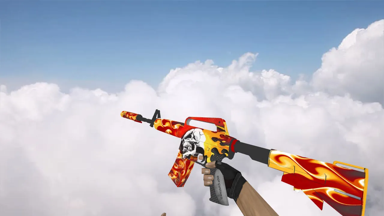 Скачать Модель v_m4a1, p_m4a1, w_m4a1 «M4A1 Hot Custard» для CS 1.6 — звуки, анимация осмотра, качество текстур - Скриншот