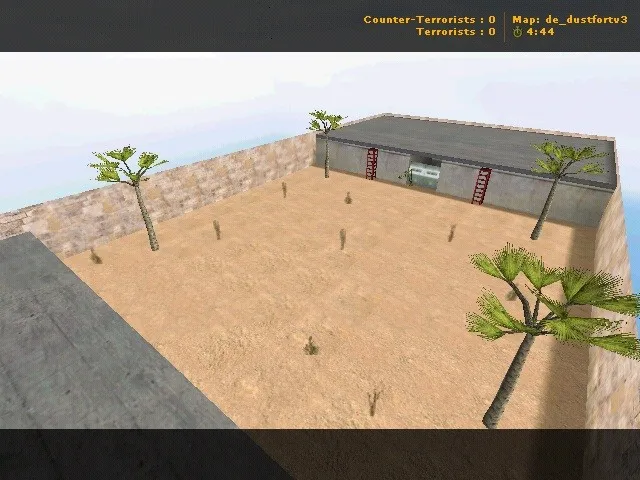 Скачать de_dustfortv3 карта для CS 1.6: баланс сторон, точки под клатч и маршруты ботов, .nav и оптимизация - Скриншот