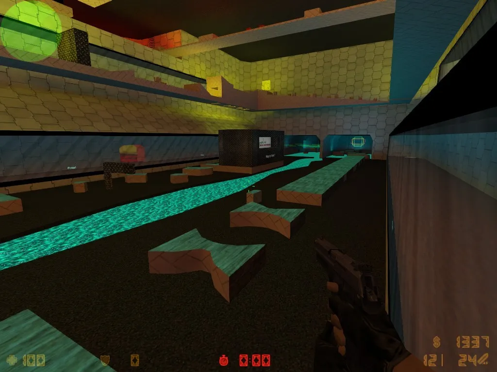 Скачать Карта deathrun_collor_fg для CS 1.6: тактика за CT и T, точки, .nav, оптимизация wpoly/epoly, без вирусов - Скриншот