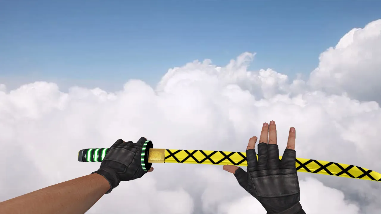 Скачать Модель ножа «Katana Gold» v_ для CS 1.6: анимация осмотра, звуки и качество текстур - Скриншот