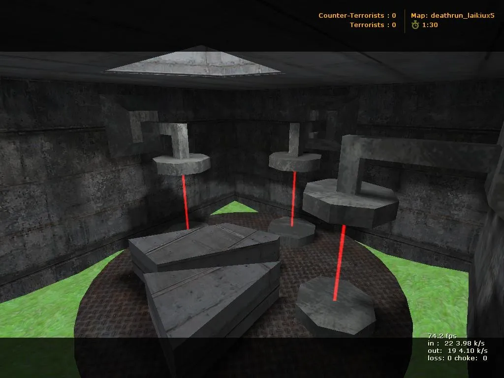 Скачать deathrun_laikiux5 для CS 1.6: карта deathrun, точки за ТС и КТ, .nav, оптимизация wpoly/epoly - Скриншот