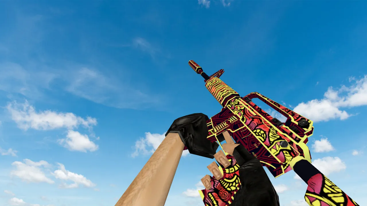 Скачать Default M4A1 «Огонь Чантико» v_ p_ w_ модель для CS 1.6: звуки, анимация осмотра, текстуры - Скриншот