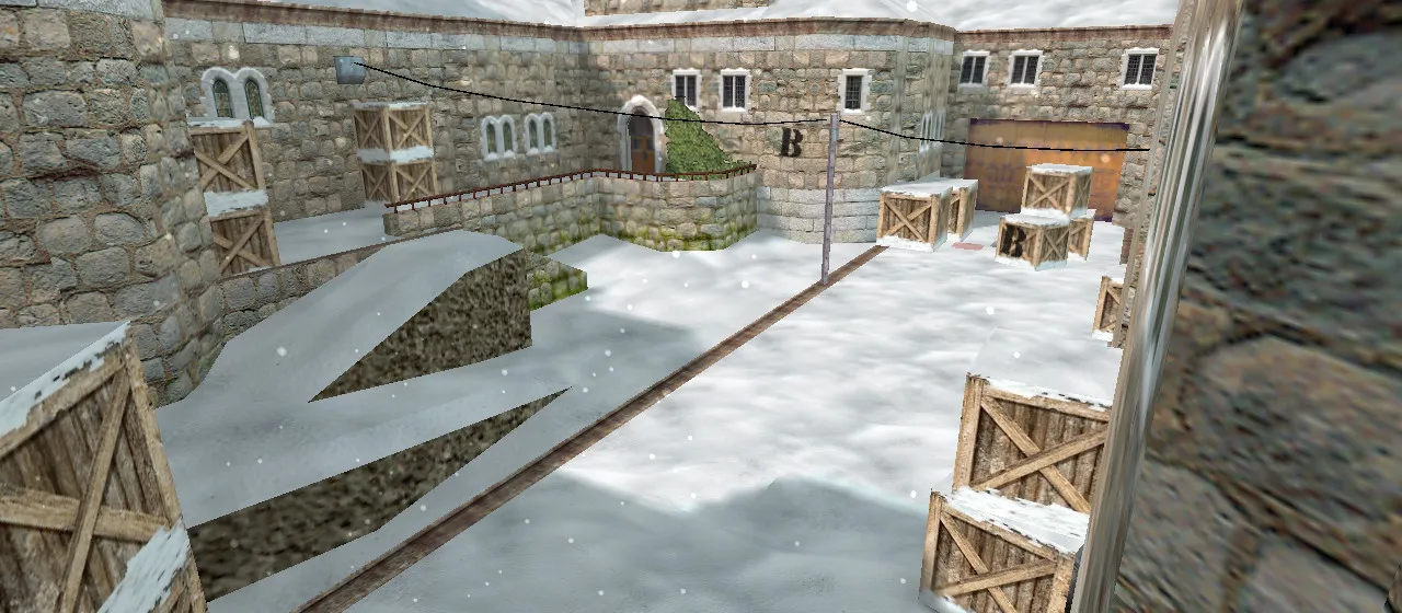 Скачать de_cbble_winter карта для CS 1.6: баланс сторон, тактика, .nav для ботов, оптимизация wpoly/epoly - Скриншот