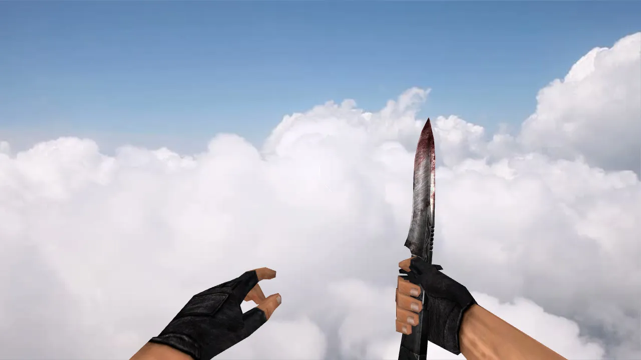 Скачать Модель ножа Default Knife Scratched v_ для CS 1.6: звуки, анимация осмотра, текстуры и точная модель в игре - Скриншот