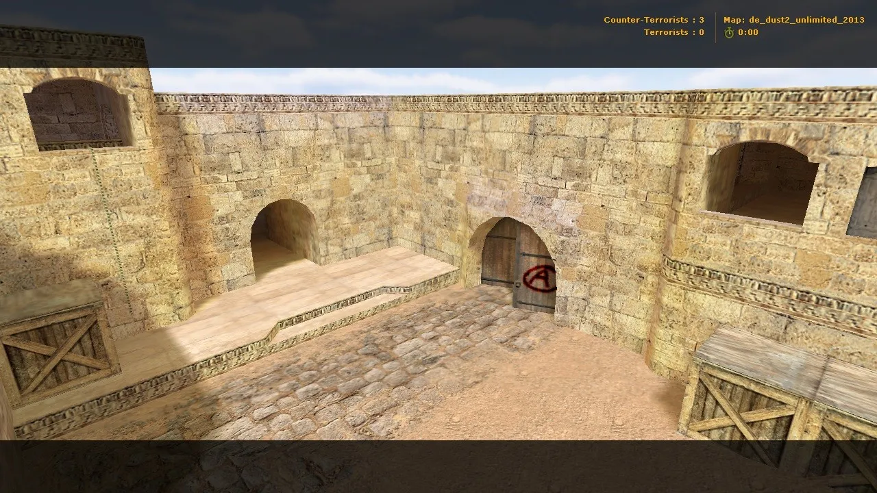 Скачать de_dust2_unlimited_2013 для CS 1.6 — карта, точки, тактика за T и CT, навигация для ботов, оптимизация - Скриншот