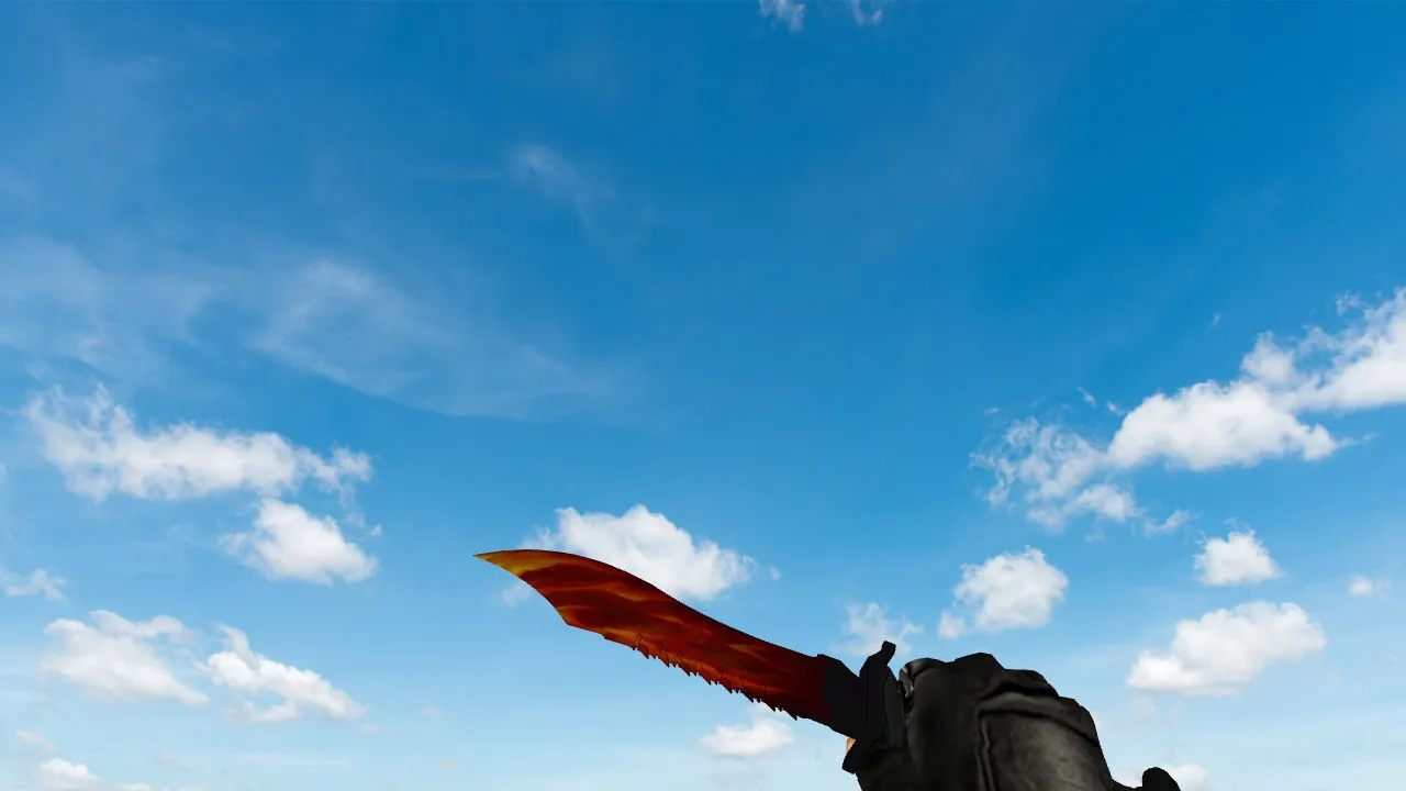 Скачать Модель v_ Bowie Knife «Пламя» для CS 1.6: p_ и w_ файлы, звуки, анимация осмотра, текстуры и настройка - Скриншот