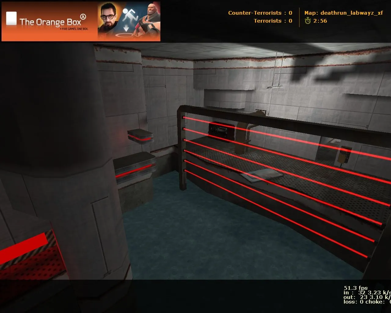 Скачать deathrun_labwayz_xf для CS 1.6: лабиринт ловушек, точки за терров и контроль раунда без лагов - Скриншот