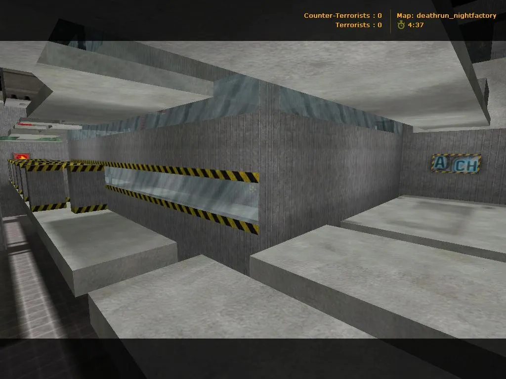 Скачать deathrun_nightfactory для CS 1.6: карта с ловушками, точками и .nav для ботов - Скриншот