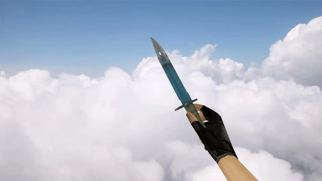 Скачать Модель ножа «Bayonet Bark Beetle Blue» v_ для CS 1.6: p_ и w_ модели, анимации осмотра, звуки, текстуры - Скриншот
