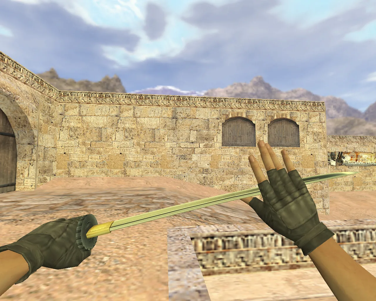 Скачать Модель «Меч Катана» v_knife для CS 1.6: p_ и w_ модели, звуки, анимация осмотра, текстуры и настройка - Скриншот