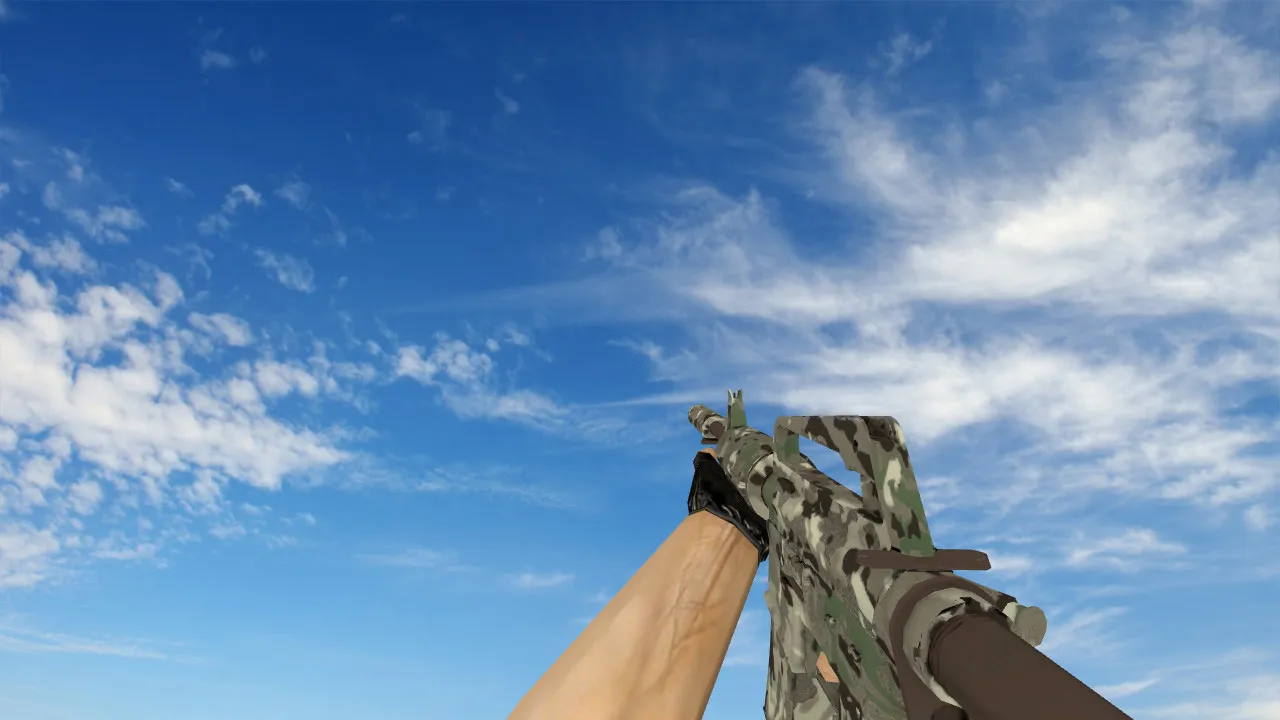 Скачать v_m4a1 «Смешанный камуфляж» модель для CS 1.6: текстуры, звук, анимация осмотра и настройка оружия - Скриншот