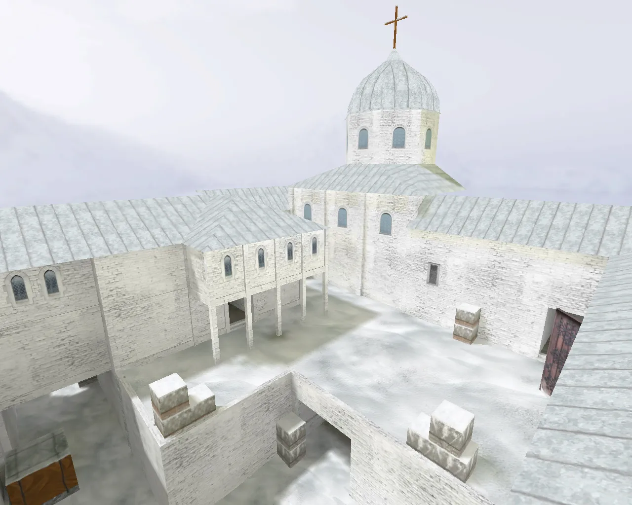 Скачать de_cloister карта для CS 1.6: точки, маршруты, .nav для ботов, оптимизация wpoly/epoly и настройка под сервер - Скриншот