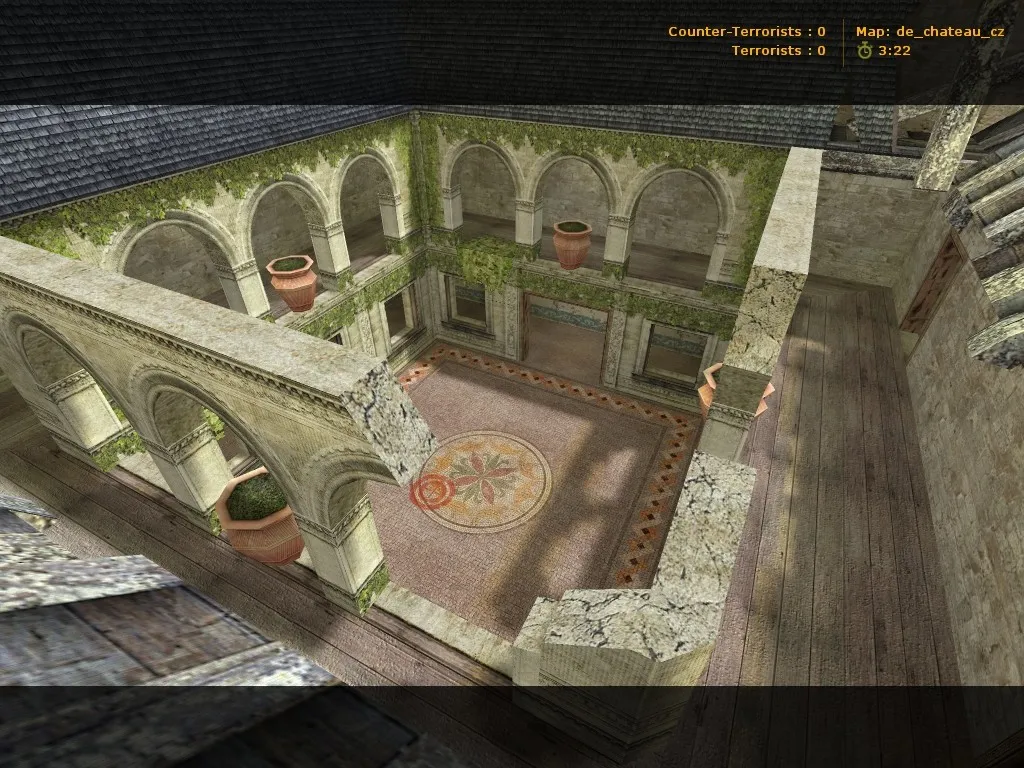 Скачать Карта de_chateau_cz для CS 1.6: баланс сторон, точки на Т и КТ, .nav для ботов, оптимизация wpoly/epoly - Скриншот