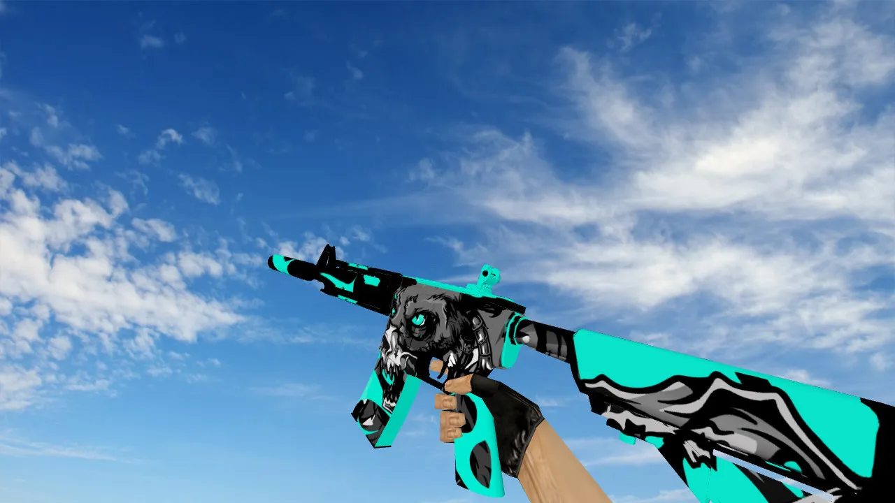Скачать Модель M4A4 Aqua Chaos v_ для CS 1.6: p_ и w_ модели, звуки, анимация осмотра, текстуры и качество - Скриншот