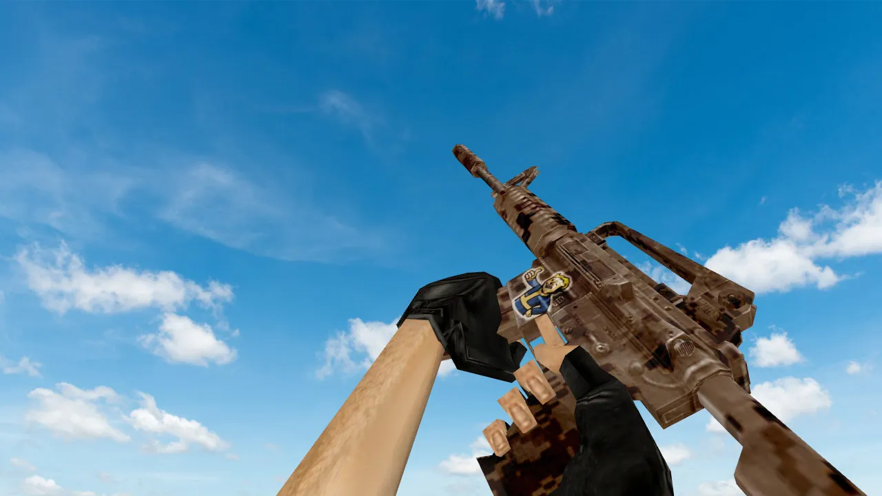 Скачать Модель v_m4a1 Default M4A1 Fallout + p_m4a1 для CS 1.6: звуки, анимация осмотра и текстуры - Скриншот