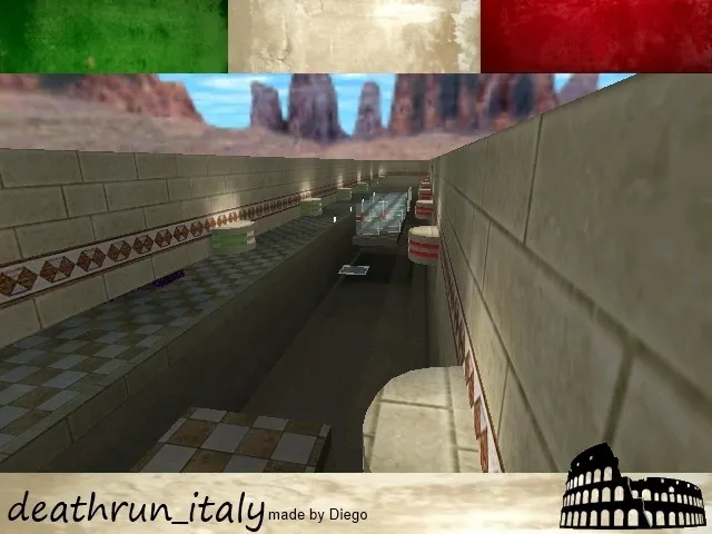 Скачать deathrun_italy для CS 1.6: тактика за CT и TR, точки, .nav для ботов, оптимизация карты - Скриншот