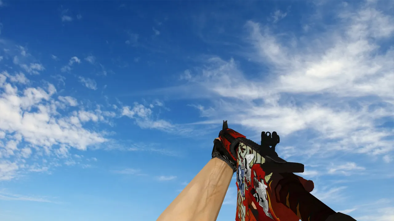 Скачать Модель M4A4 «Адское пламя» стикеры v_ для CS 1.6: звуки, анимация осмотра и текстуры - Скриншот