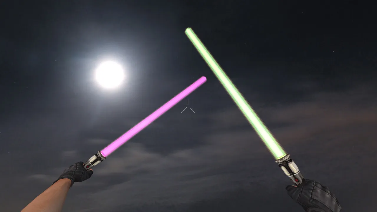 Скачать Модель ножа Dual Lightsaber PG (v_knife, p_knife, w_knife) для CS 1.6: звуки, анимация осмотра, текстуры - Скриншот
