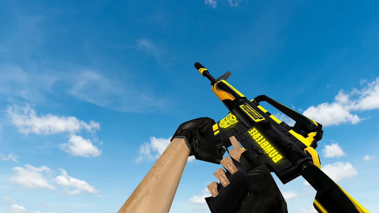 Модель Default M4A1 BUMBLEBEE для CS 1.6: v_, p_, w_ модели, звук, анимация осмотра, текстуры — скриншот 2