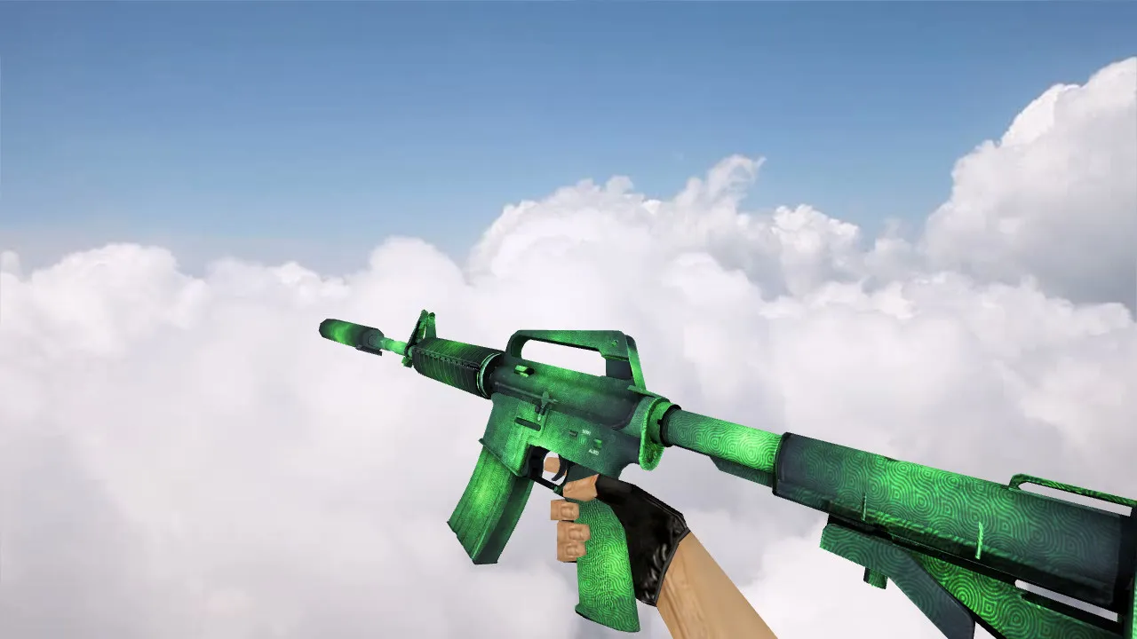 Скачать Модель M4A1 «Зеленая гравировка» v_m4a1 для CS 1.6: p_m4a1, w_m4a1, звуки, анимация осмотра - Скриншот