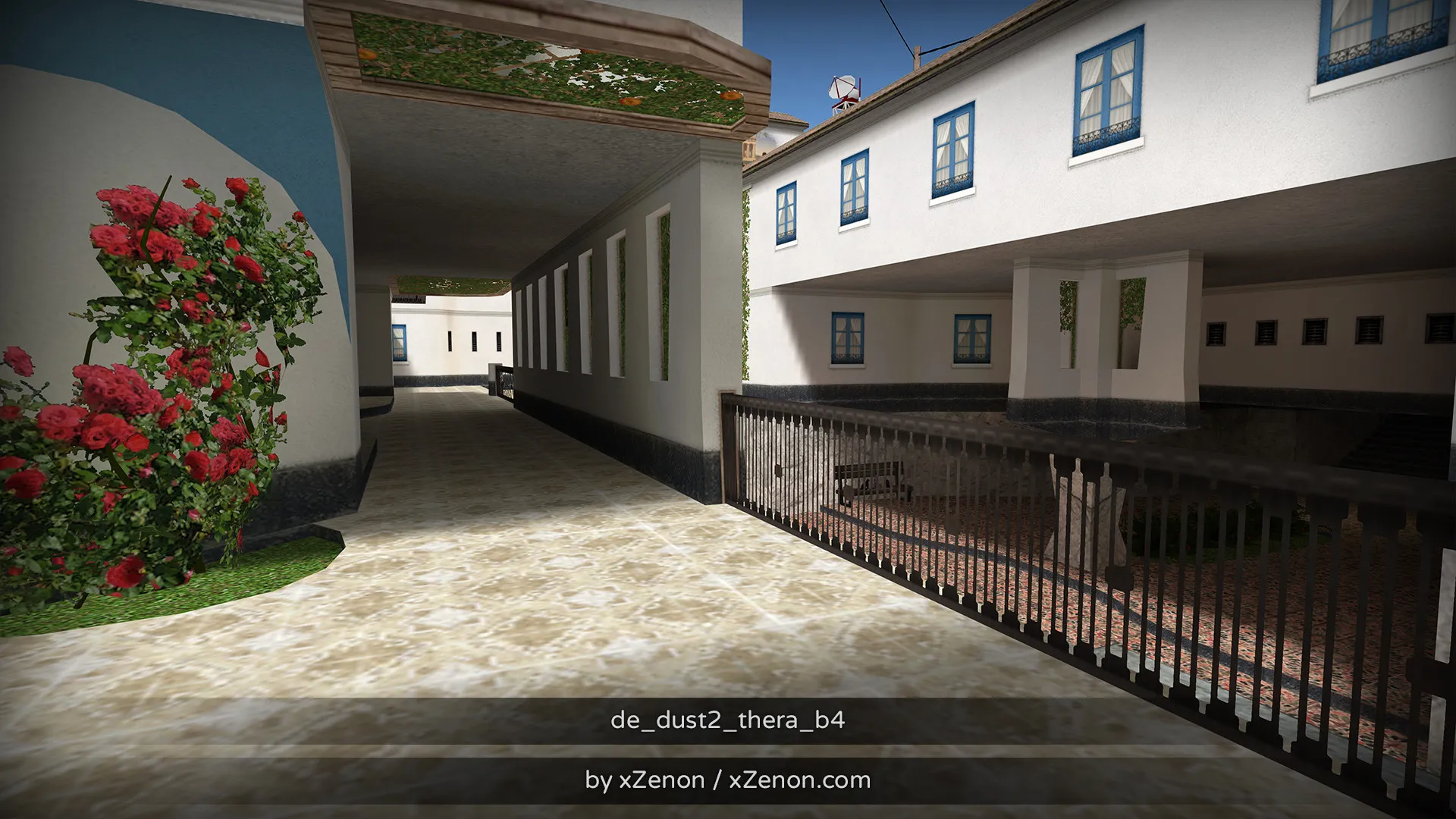 Скачать Карта de_dust2_thera_b3 для CS 1.6: тактика за CT и T, точки, маршруты, боты (.nav), оптимизация - Скриншот