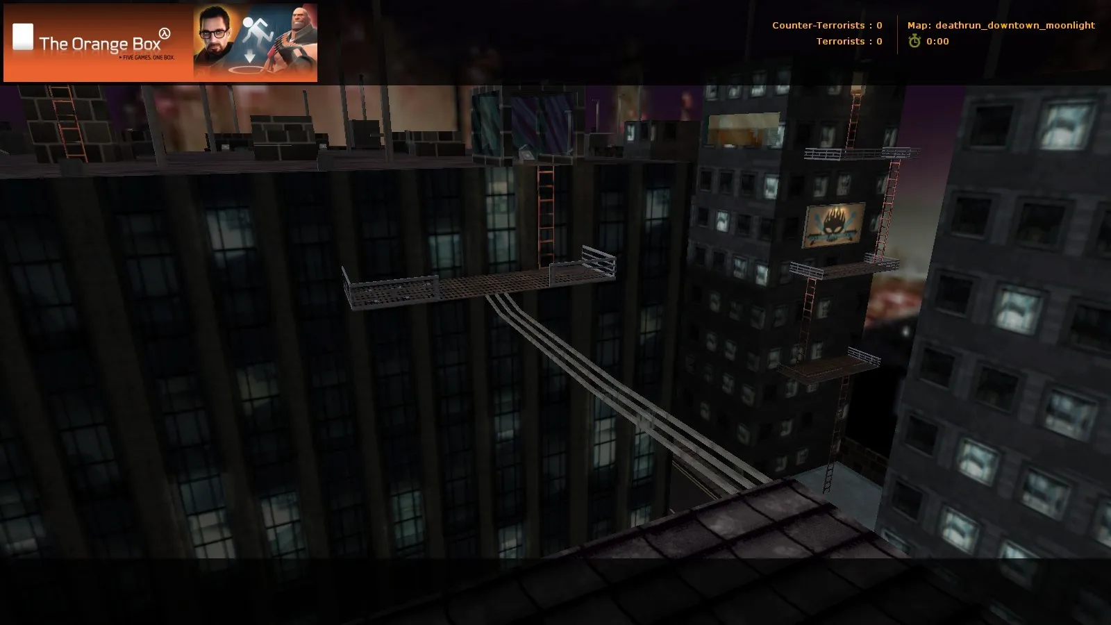 Скачать deathrun_downtown_moonlight для CS 1.6: тактики, точки, .nav, оптимизация карты - Скриншот