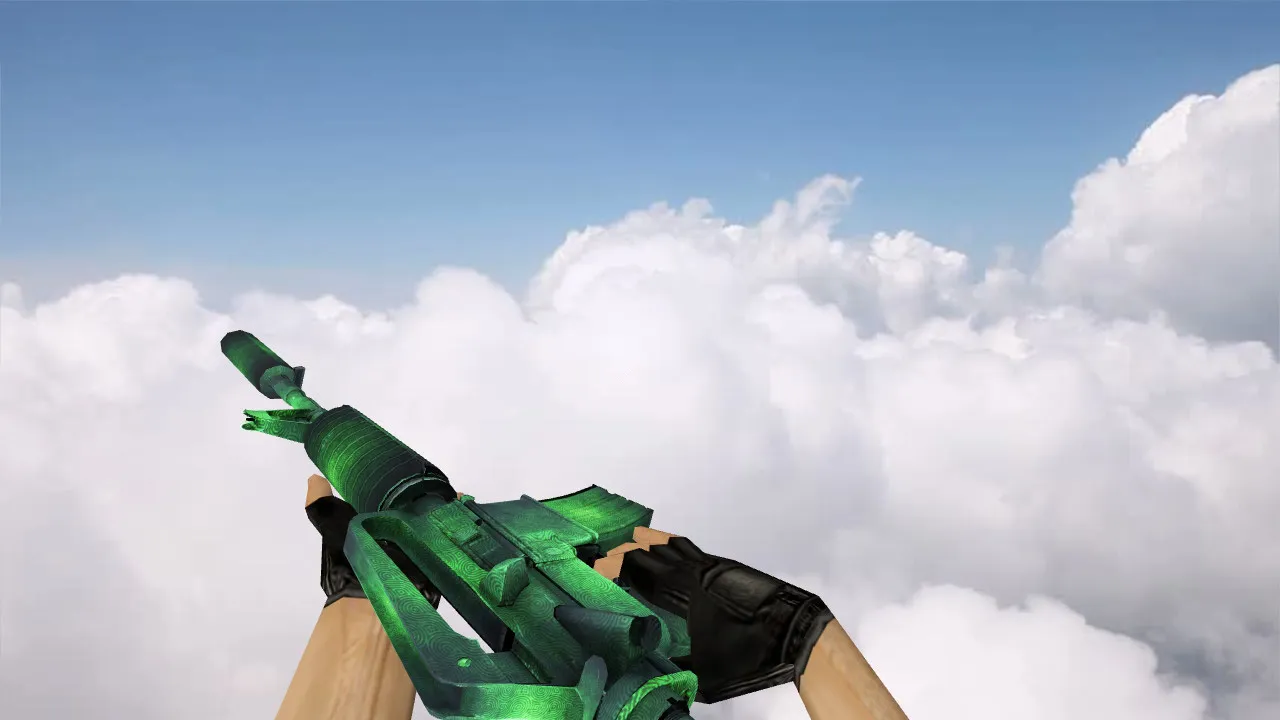 Скачать Модель M4A1 «Зеленая гравировка» v_m4a1 для CS 1.6: p_m4a1, w_m4a1, звуки, анимация осмотра - Скриншот