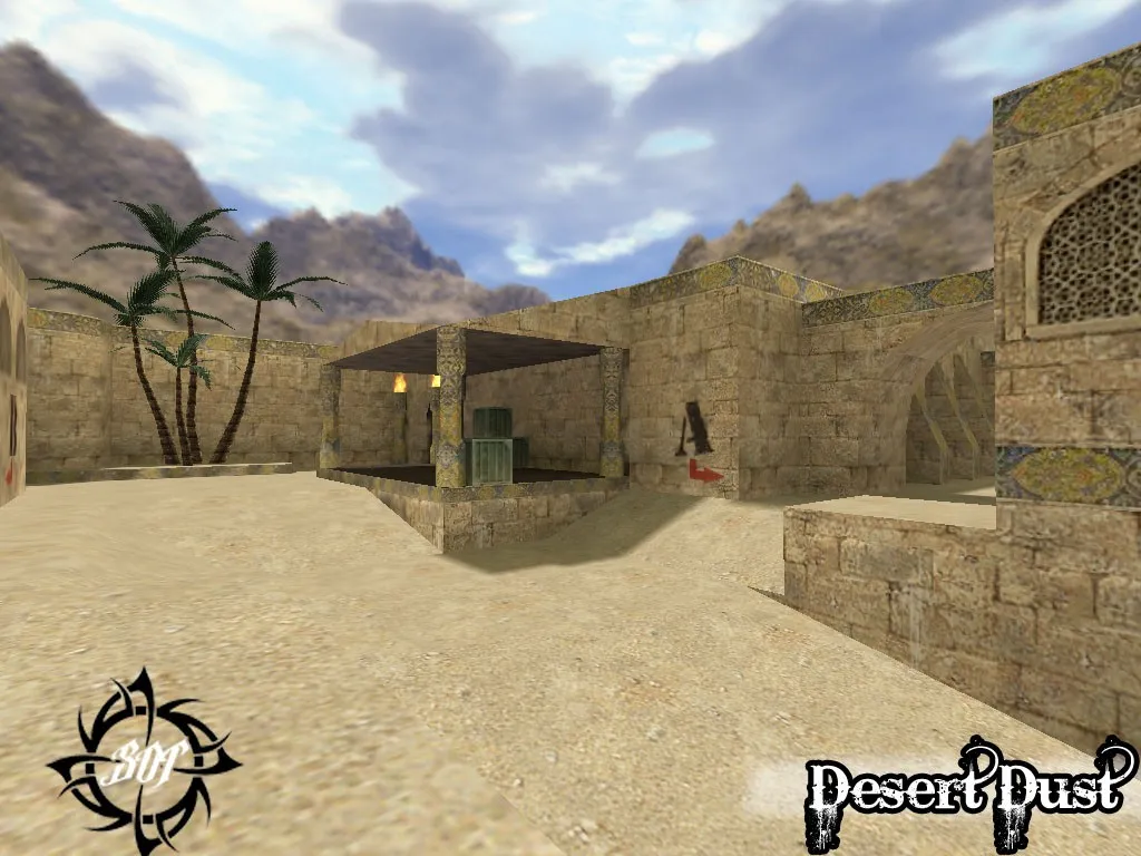 Скачать de_desert_dust_b1 для CS 1.6: тактика за CT/T, точки на карте, навигация ботов и оптимизация - Скриншот