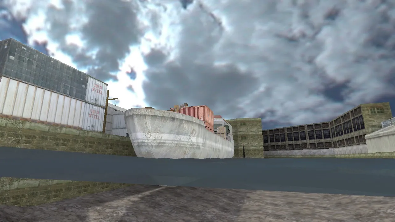 Скачать de_dockland для CS 1.6: карта, точки, тактика, .nav для ботов, оптимизация wpoly/epoly - Скриншот