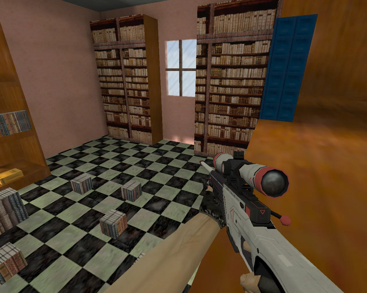 Скачать Карта awp_library_b1 для CS 1.6: точки под AWP, тайминги, .nav и оптимизация wpoly/epoly - Скриншот