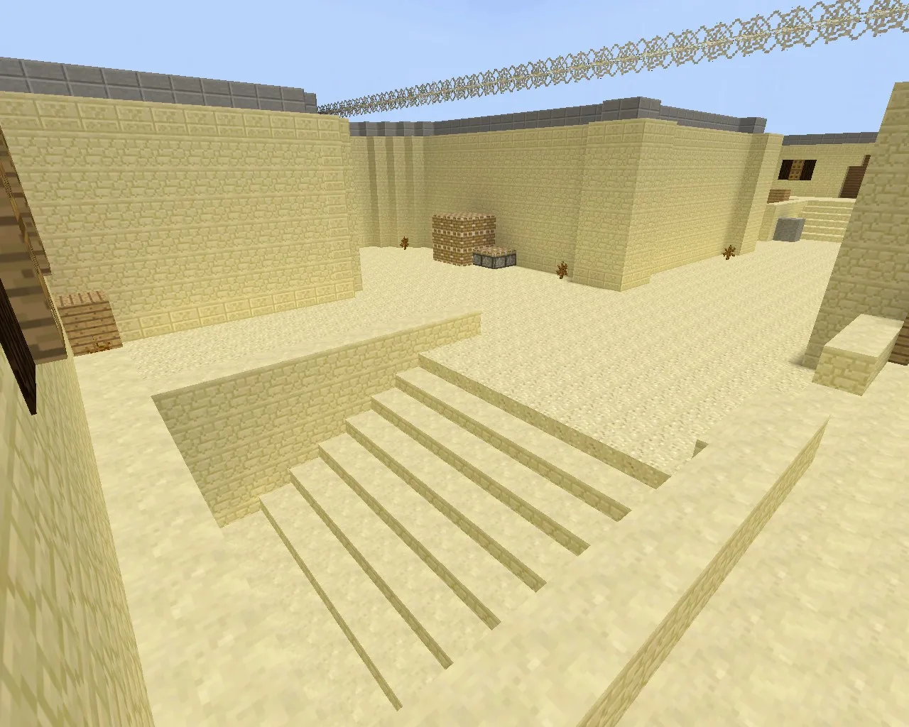 Карта de_dust2_minecraft для CS 1.6: классический Dust2, текстуры в стиле Minecraft, точки, боты, оптимизация — скриншот 10