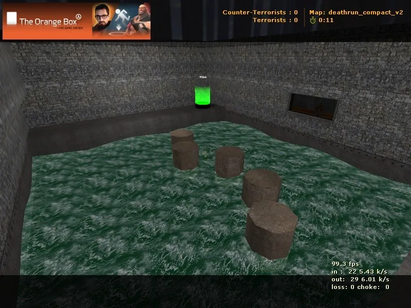 Скачать deathrun_compact_v2 для CS 1.6: тайминг ловушек, маршрут за CT/T и .nav для ботов - Скриншот