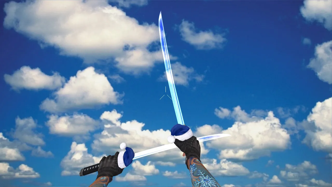 Скачать Модель ножей Dual Katana Xmas v_ модели для CS 1.6: p_ w_ анимация осмотра, звуки, качество текстур - Скриншот