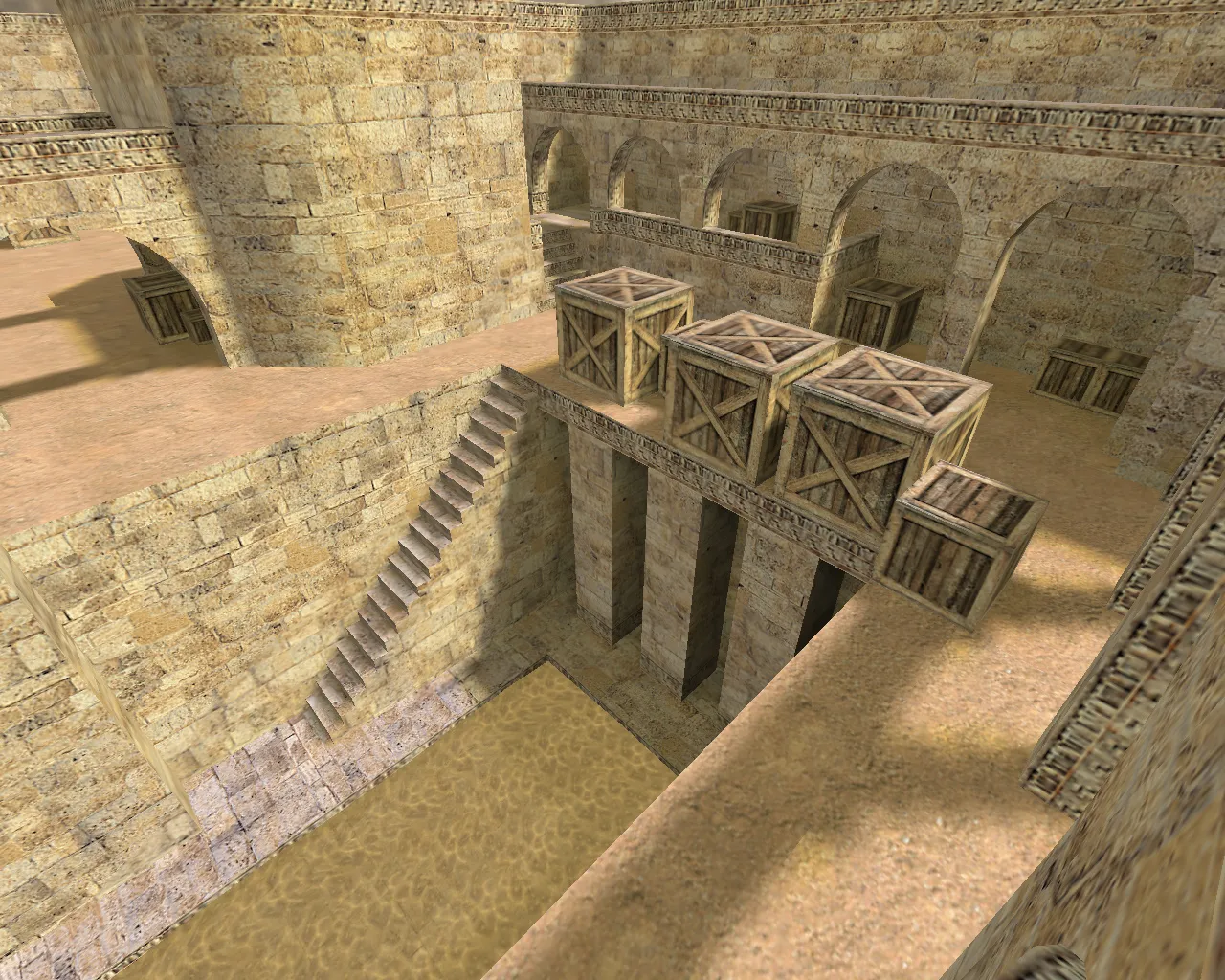 Скачать Карта de_dust2002 для CS 1.6: тактика за Т и КТ, оптимизация wpoly/epoly, боты через .nav - Скриншот