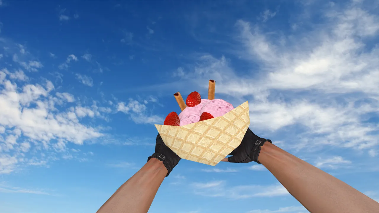 Скачать Модель «Ice Cream Grenade» v_ для CS 1.6: звуки, анимация осмотра, качество текстур и точная подача гранаты - Скриншот