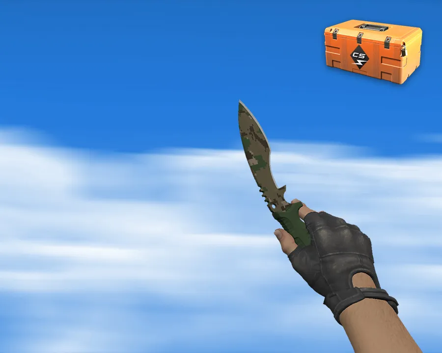 Скачать Кукри v_knife | Forest DDPAT пиксельный камуфляж для CS 1.6: звуки, анимация осмотра, текстуры и настройка модели - Скриншот