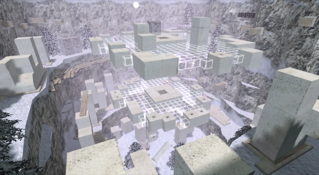 Скачать deathrun_snow для CS 1.6: карта с зимними уровнями, ловушки и точки для CT/T - Скриншот