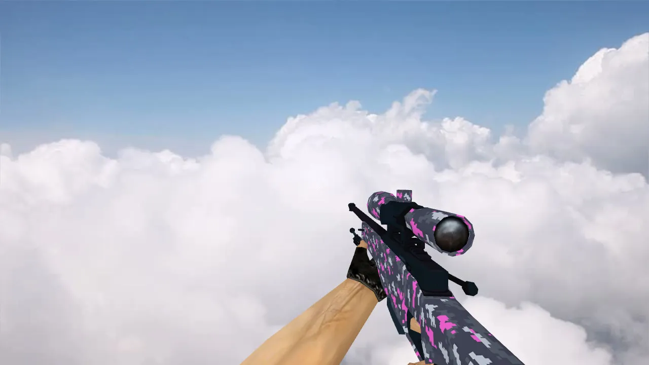 Скачать AWP Пиксельный камуфляж Розовый для CS 1.6 - Уникальная модель - Скриншот