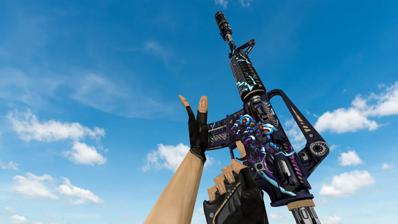 Скачать Модель M4A1 High Voltage God v_/p_/w_ для CS 1.6: звуки, осмотр, текстуры и настройка - Скриншот