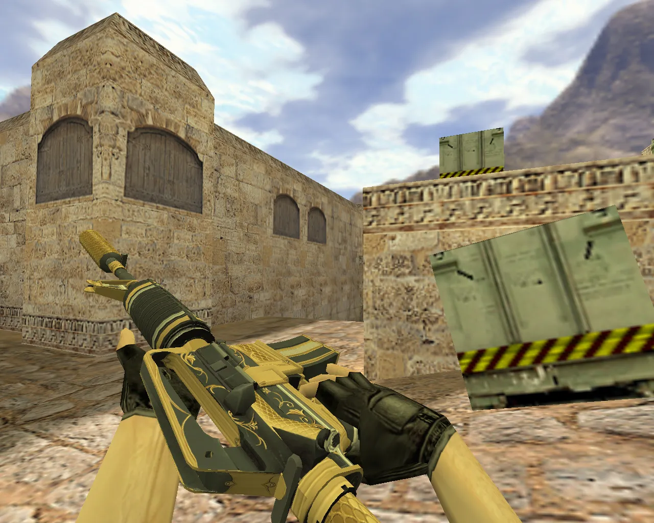Скачать Модель M4A1 «Золотая спираль» для CS 1.6: v_m4a1, p_m4a1, w_m4a1 со звуками и анимацией осмотра - Скриншот