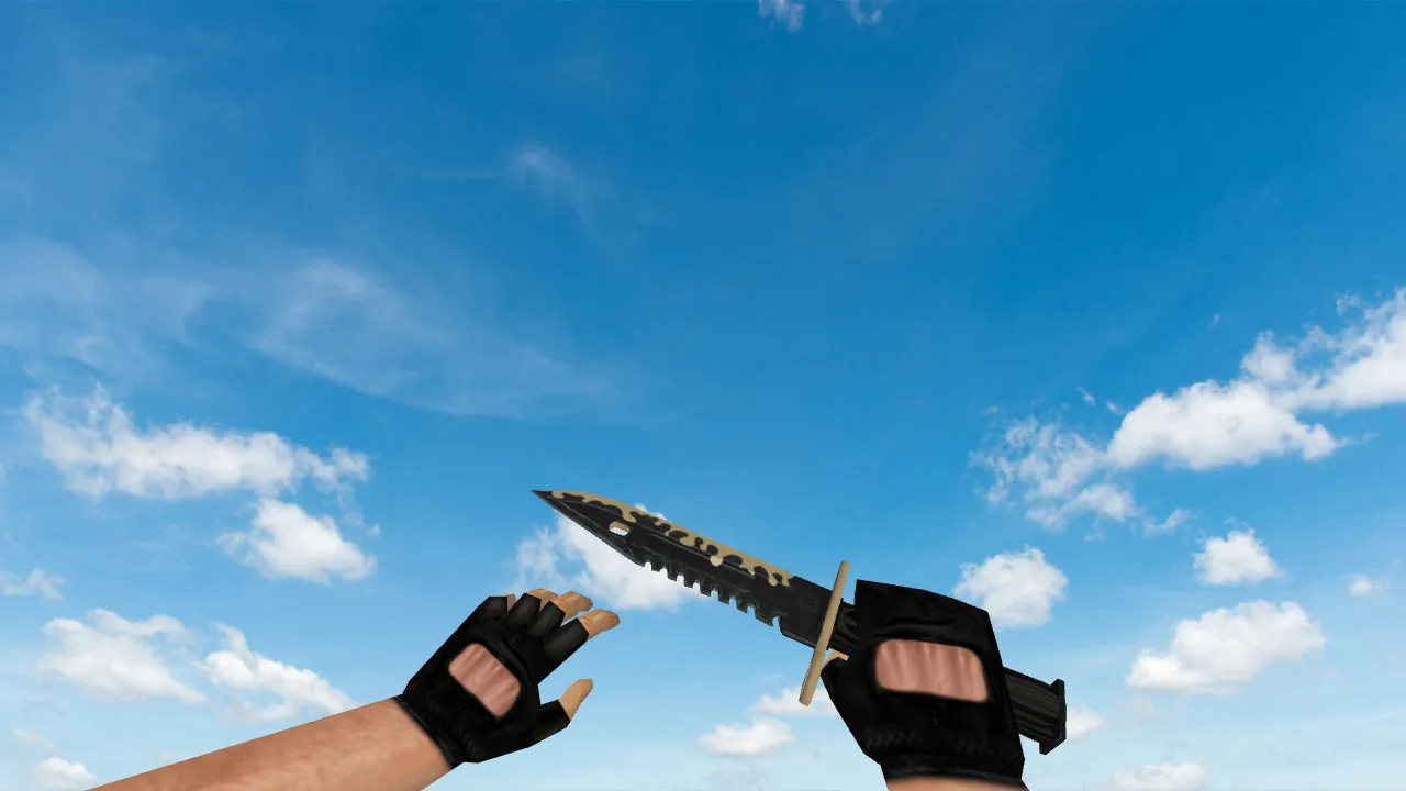 Модель ножа M9 Bayonet Combat для CS 1.6: v_, p_, w_ файлы, звук, анимация осмотра и качество текстур — скриншот 3