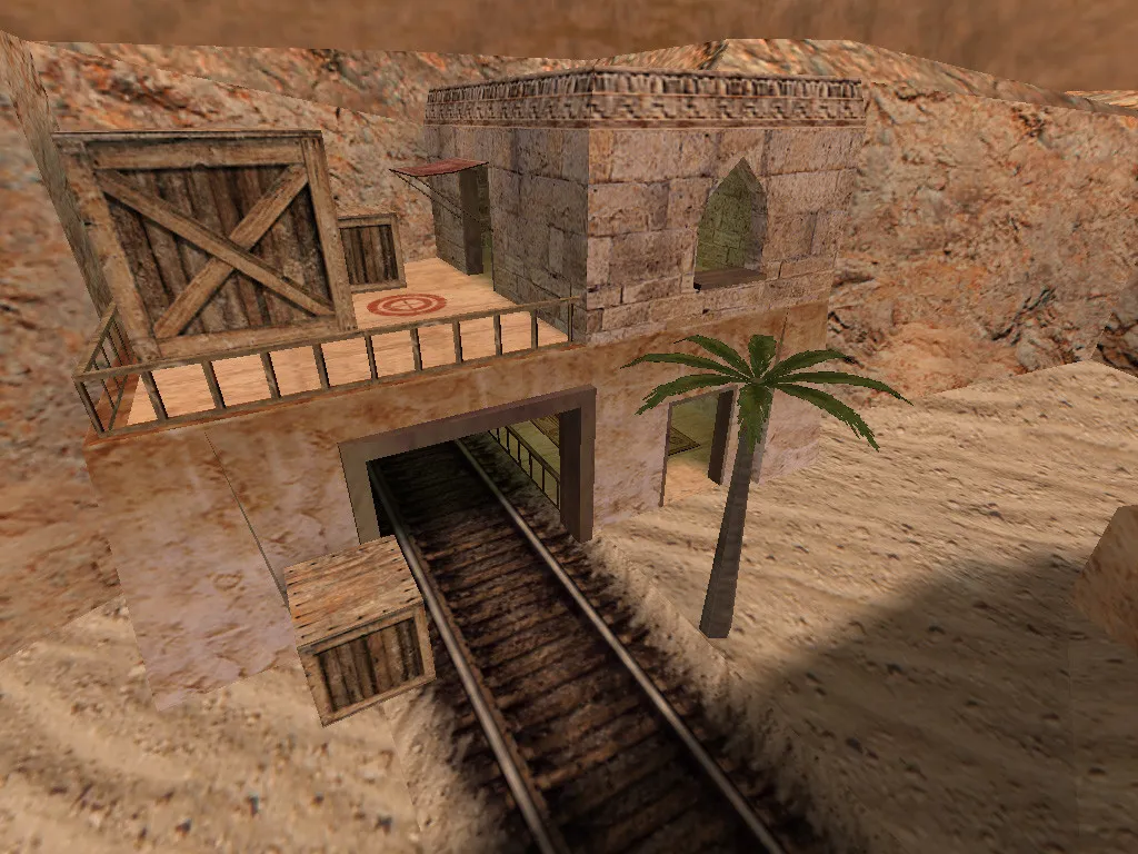 Скачать Карта de_desertmine для CS 1.6: баланс сторон, точки, .nav для ботов и оптимизация wpoly/epoly - Скриншот