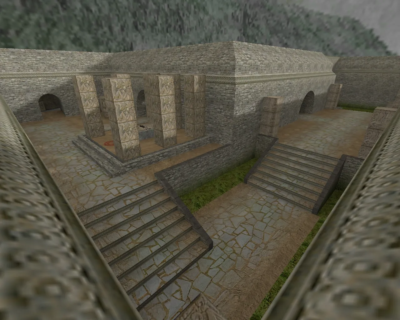 Скачать de_aztec_fal для CS 1.6: баланс сторон, точки, .nav, оптимизация wpoly/epoly и настройка ботов - Скриншот