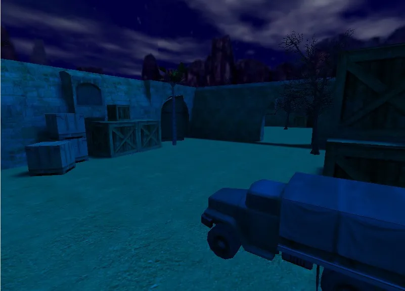 Скачать de_dust_night_topshot для CS 1.6: ночная карта, точки под клатчи, баланс сторон и .nav для ботов - Скриншот