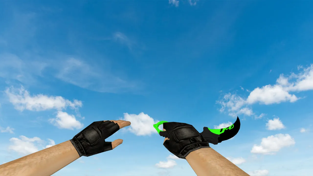 Скачать Модель ножа «Karambit Neon Skill» v_ / p_ / w_ для CS 1.6: звуки, анимация осмотра и текстуры - Скриншот