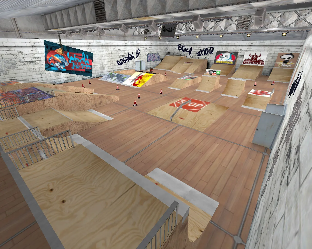 Скачать aim_skatepark_csz для CS 1.6: карта для тренировки прицела, точки, боты и настройки раунда - Скриншот